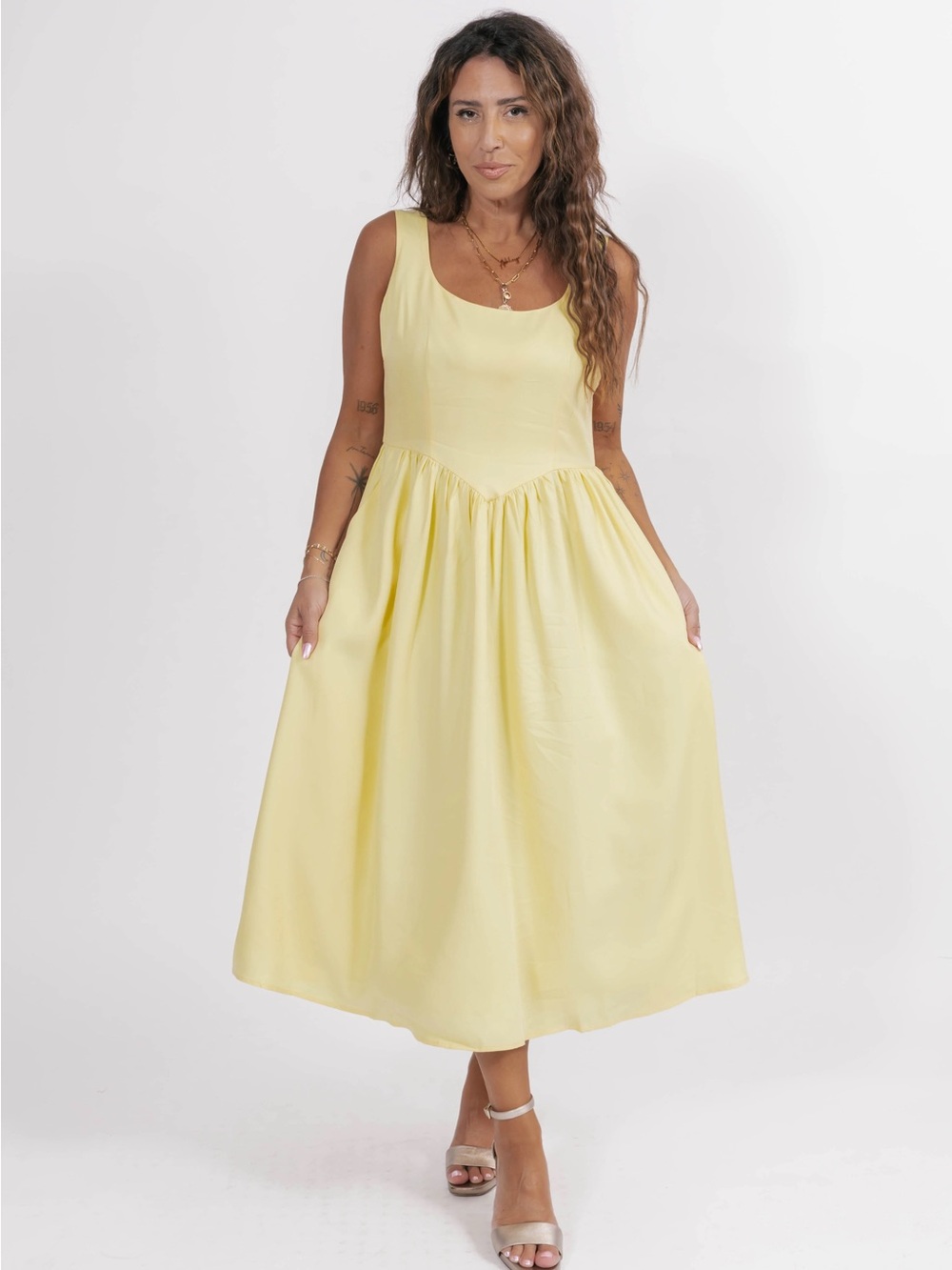 SMASH + TESS X GEORGIA MIDI DRESS IN BUTTER YELLOW